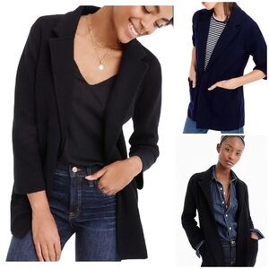JCrew Sophie Open Knit Black Sweater Blazer Size M Preppy Academia Minimalist